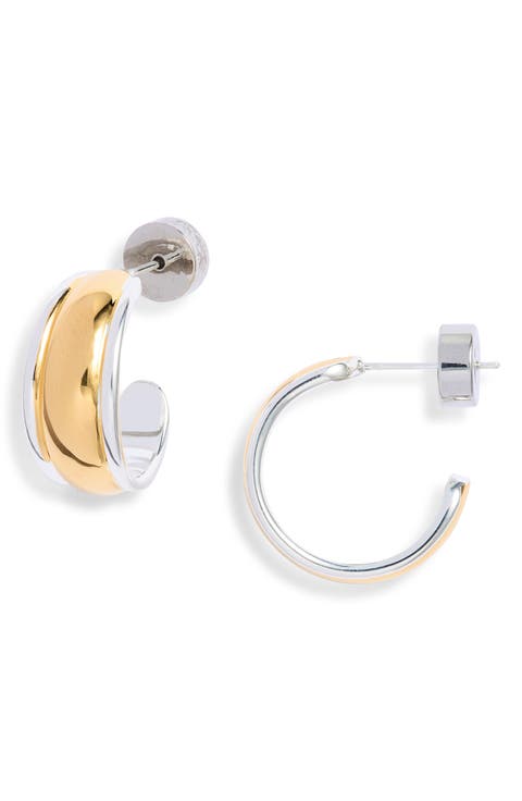 Demi Fine Tapered Two Tone Hoop Earrings