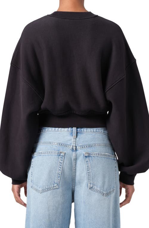 Agolde Mari Cropped Hoodie Marker In Washed Blk (blk W/wsh Seams)