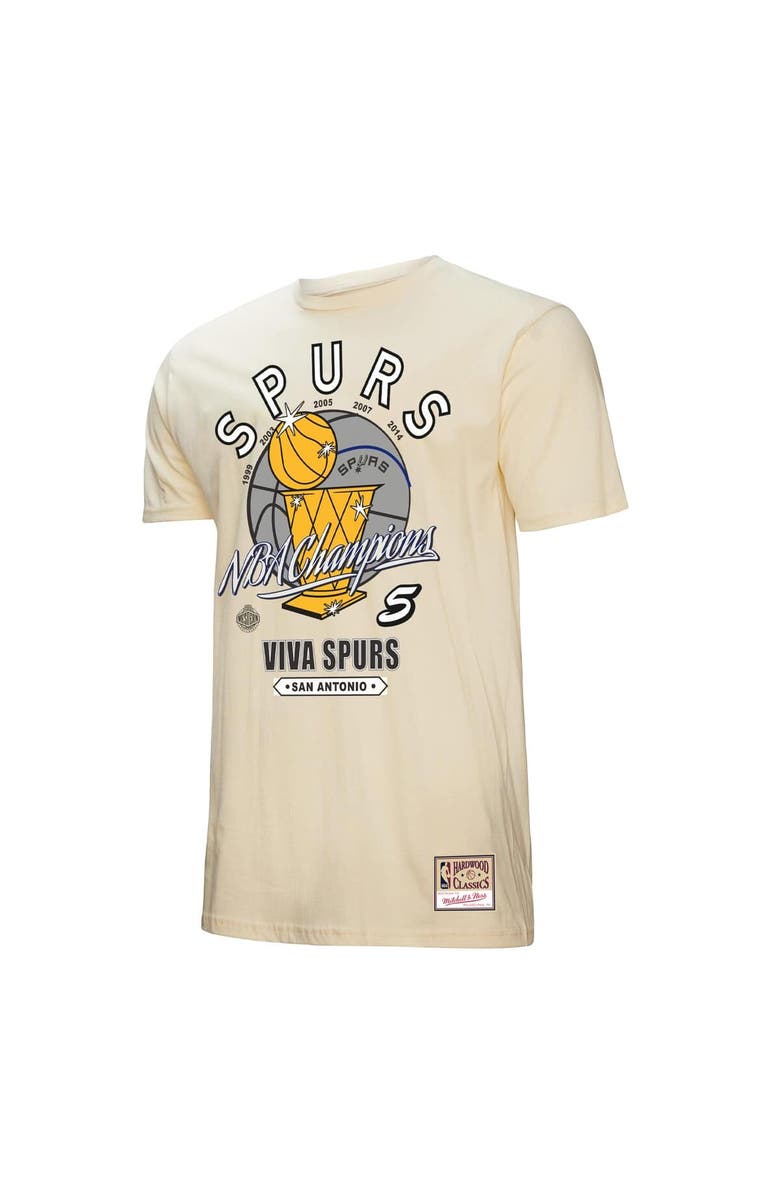 Mitchell & Ness Men's Mitchell & Ness Cream San Antonio Spurs Hardwood Classics Champions Vintage T-Shirt, Alternate, color,