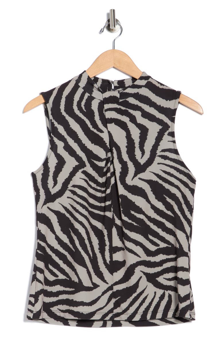 Zebra Print Sleeveless Jersey Top, Alternate, color, BLACK/ TAN