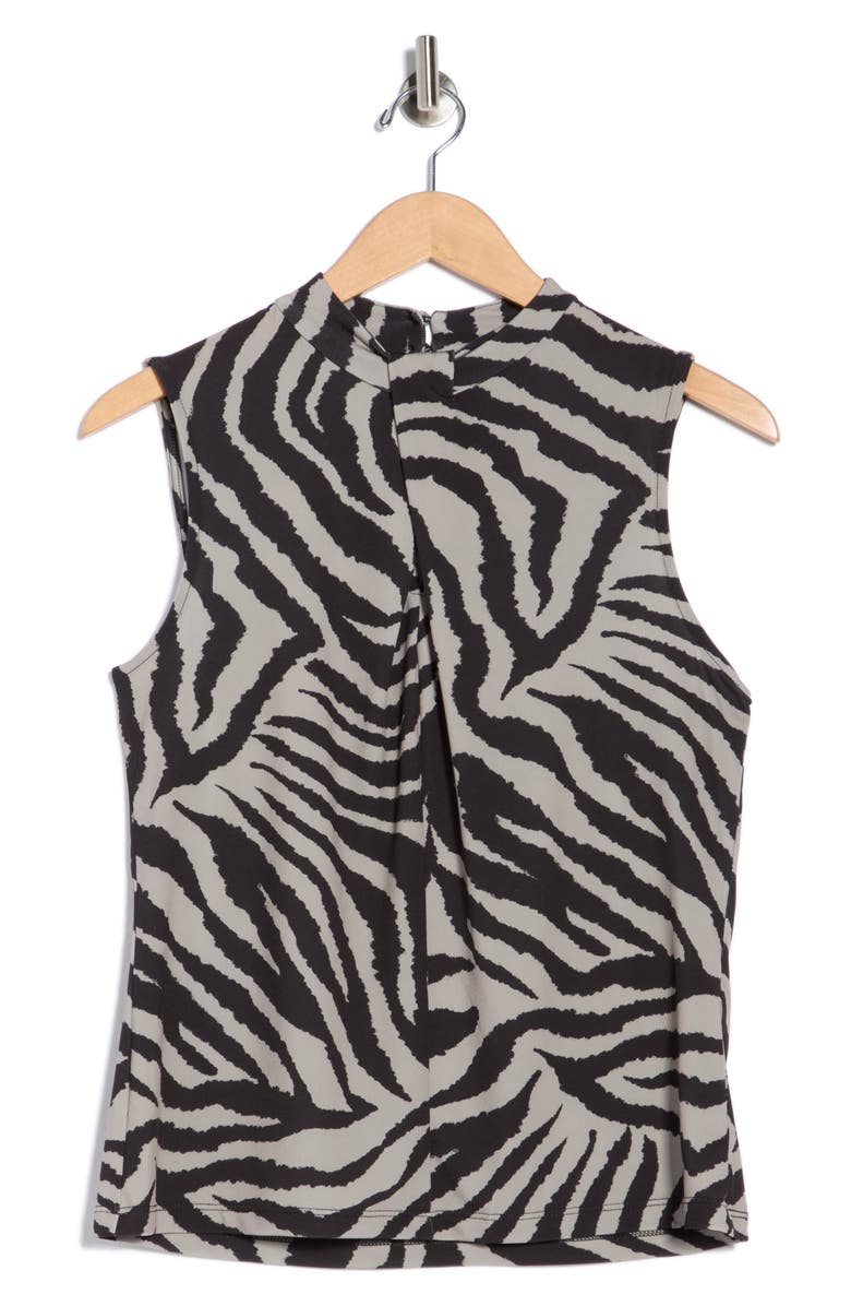 DKNY Zebra Print Sleeveless Jersey Top, Main, color, Black/ Tan