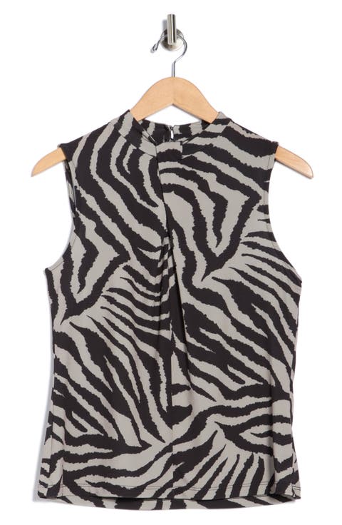 Zebra Print Sleeveless Jersey Top