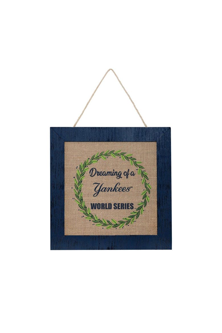 New York Yankees 12'' Double-Sided Burlap Sign, Main, color, Navy