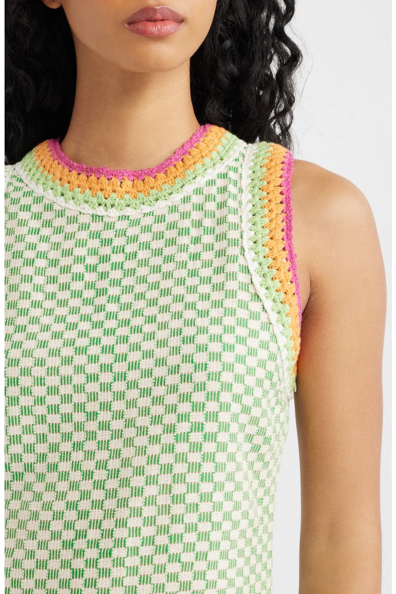 Vesna Crochet Trim Sleeveless Maxi Dress, Alternate, color, GREEN/ CREME