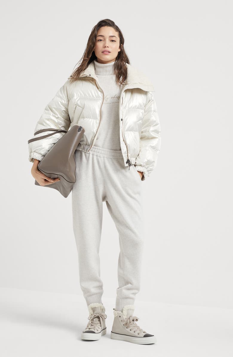 Brunello Cucinelli Sparkling canvas down jacket with monili, Alternate, color, 