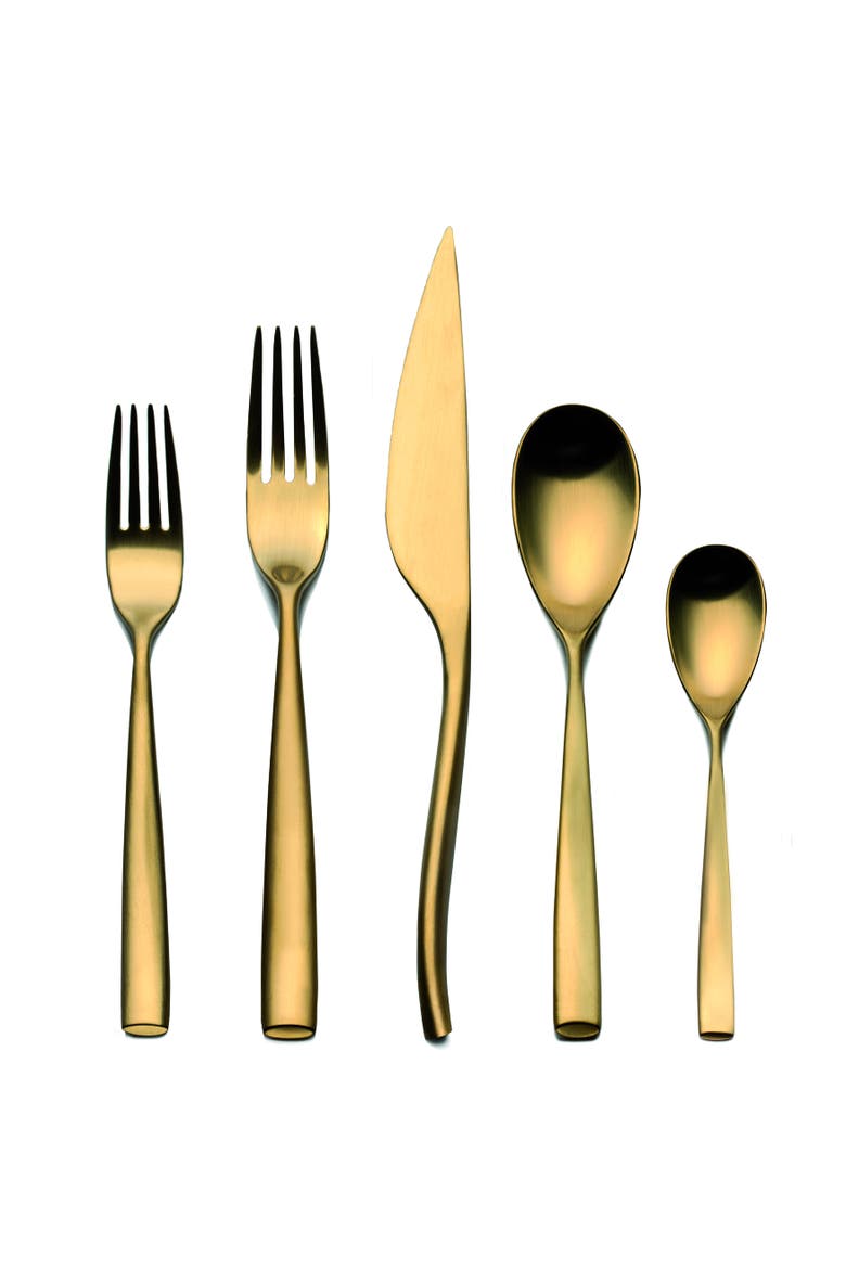 Arte Flatware Set - 20 Pieces, Main, color, Ice Gold