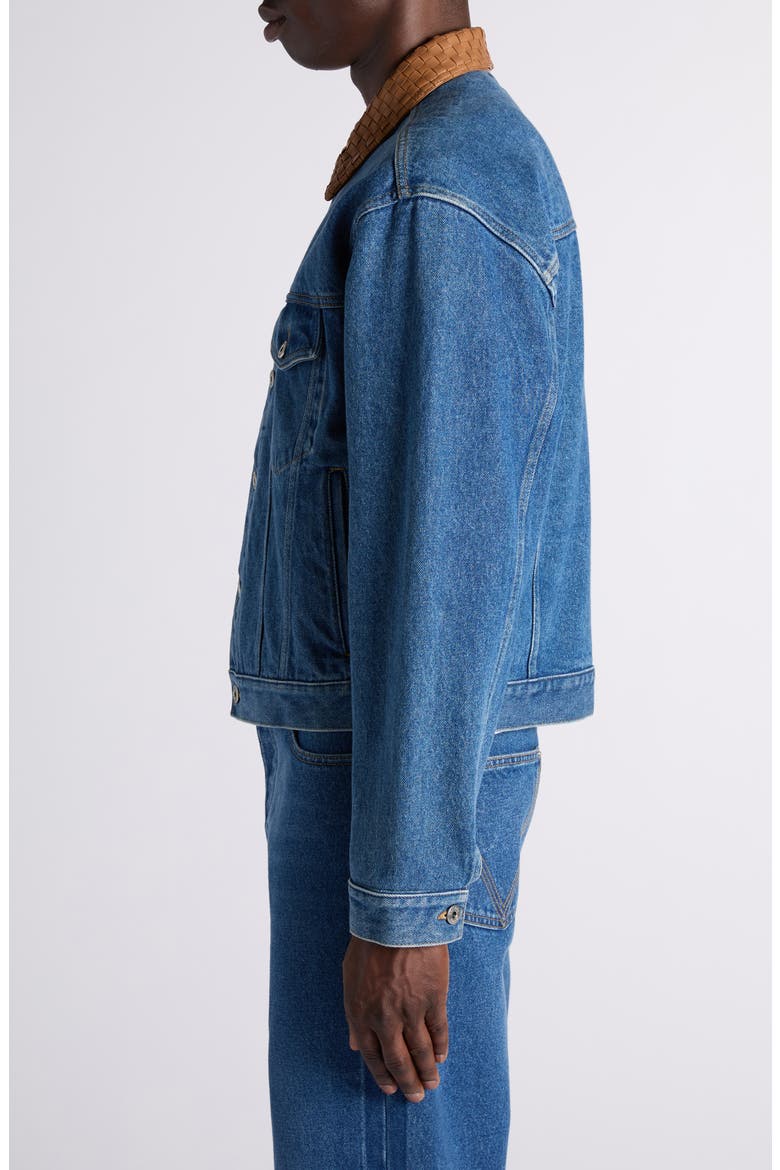 Intrecciato Collar Denim Jacket, Alternate, color, 4300 MID BLUE