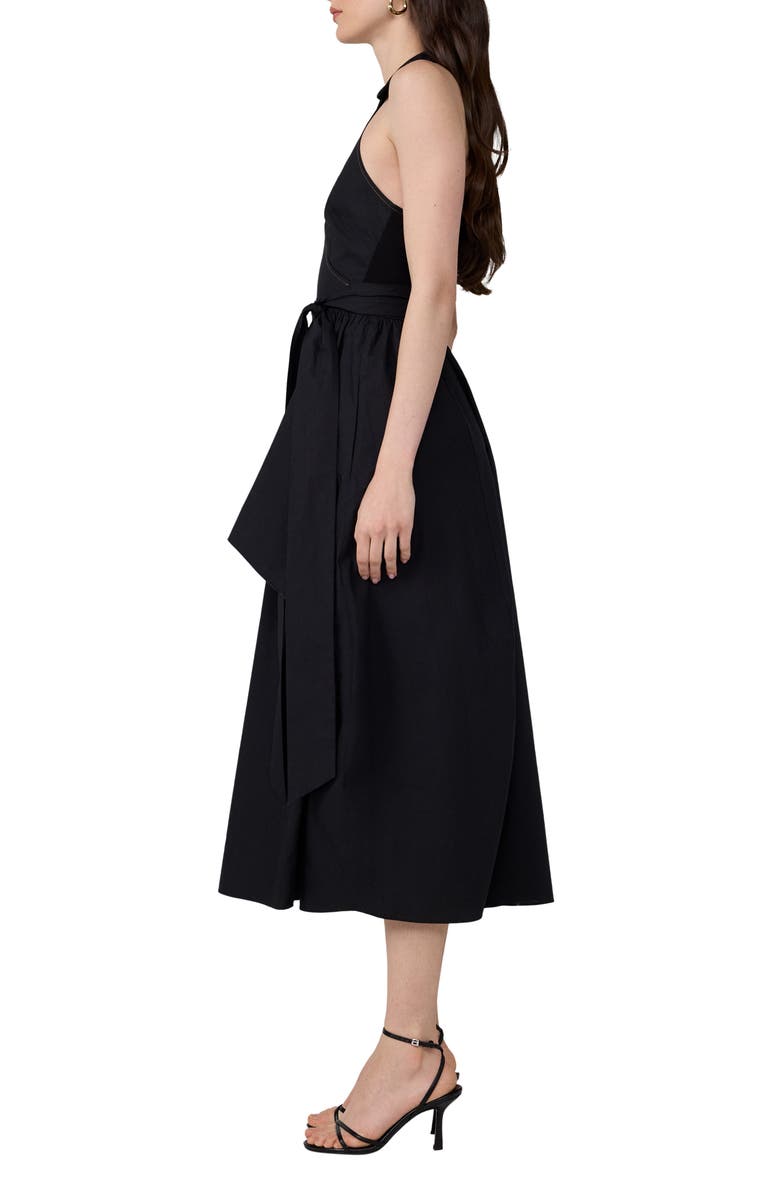 Diane von Furstenberg Nova Halter Neck Cotton Midi Dress, Alternate, color, Black