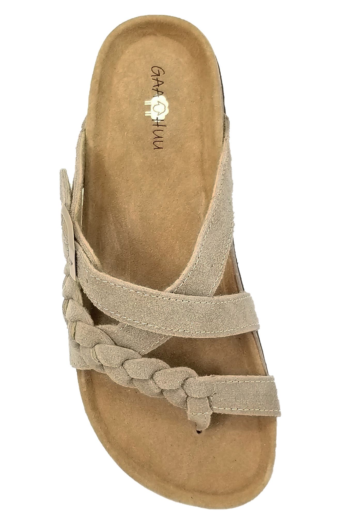 GAAHUU Suede Braided Crisscross Sandal, Alternate, color, Tan