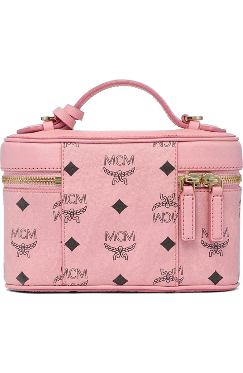 MCM Aren Vanity Case in Visetos Leather Mix, Alternate, color, Soft Pink