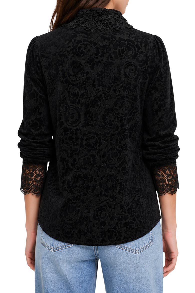Vetiver Burnout Floral Shirt, Alternate, color, BLACK