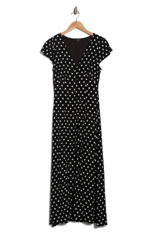 Blu Pepper Poka Dot Print Midi Dress In Black