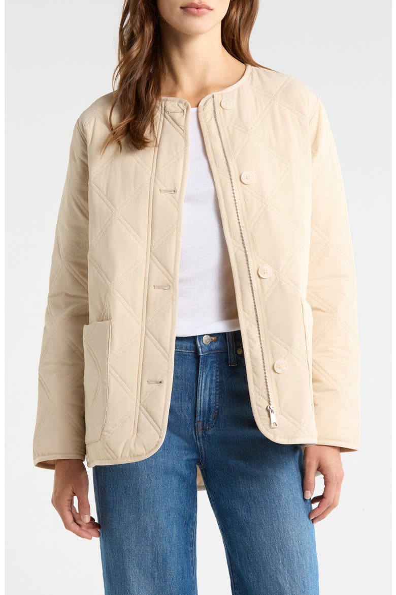 Quilted Patch Pocket Jacket, Main, color, BEIGE BURNT