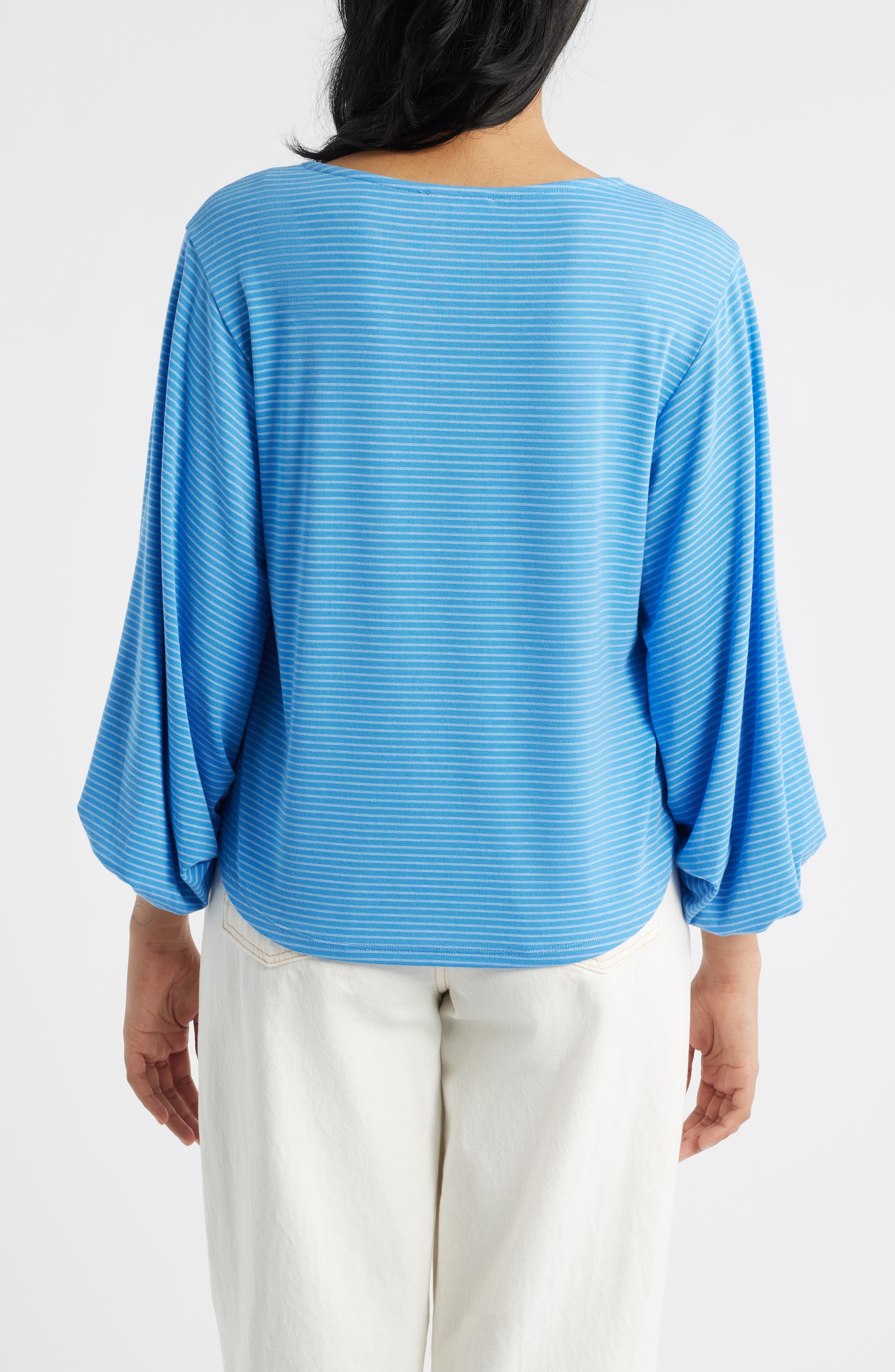 Stripe Balloon Sleeve Knit Top - image 4