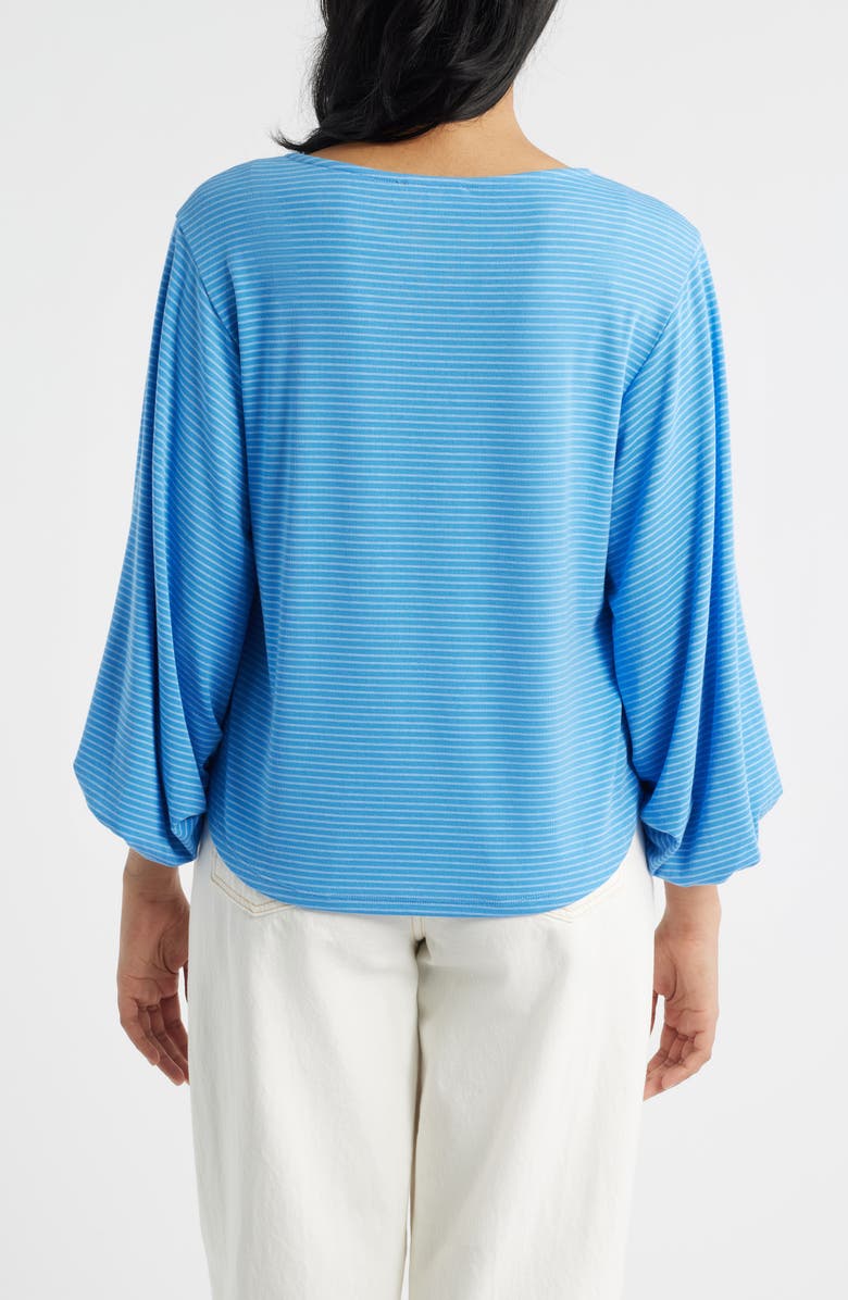 Wit & Wisdom Stripe Balloon Sleeve Knit Top, Alternate, color, Mediterranean Blue
