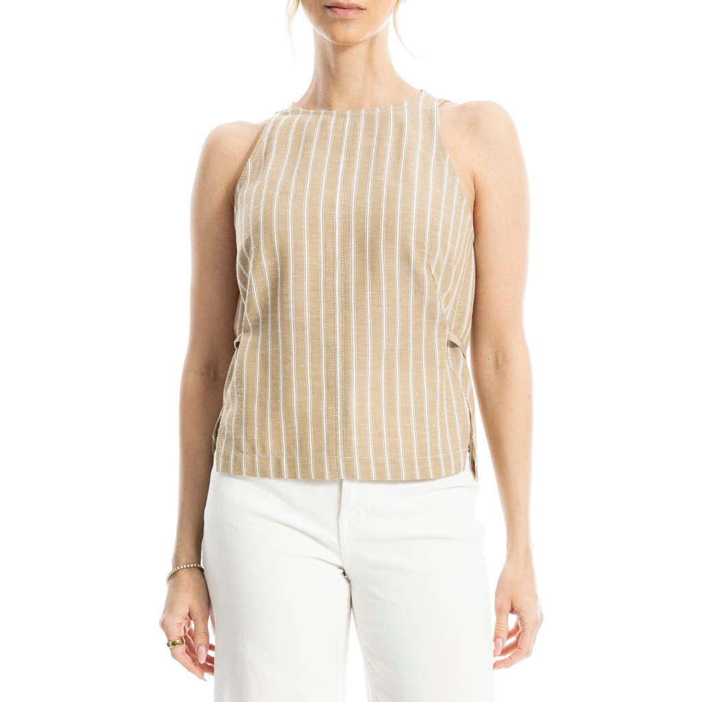 Max Studio Pinstripe Tie Back Tank In Neutral