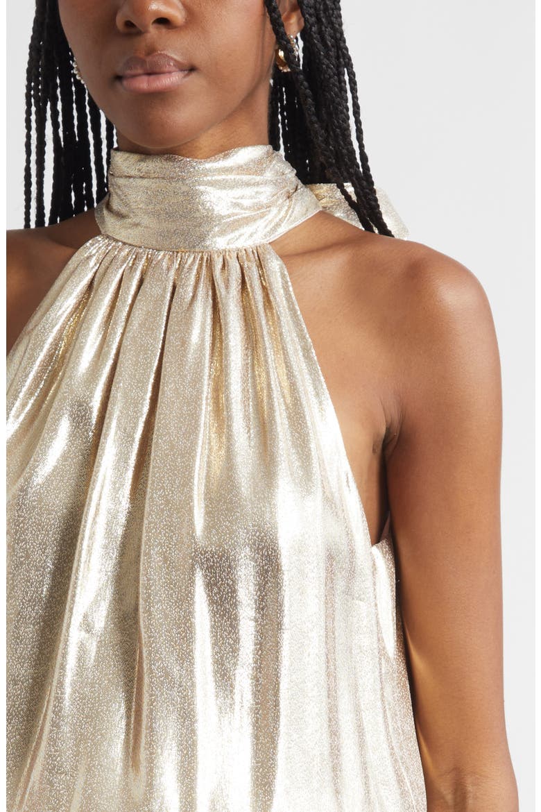 Alexi Metallic Minidress, Alternate, color, GOLD