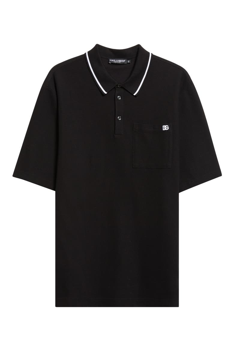 Logo Embroidered Cotton Piqué Polo, Alternate, color, N0000 NERO