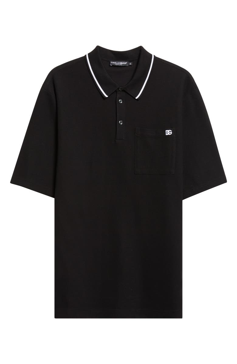 Dolce&Gabbana Logo Embroidered Cotton Piqué Polo, Alternate, color, N0000 Nero