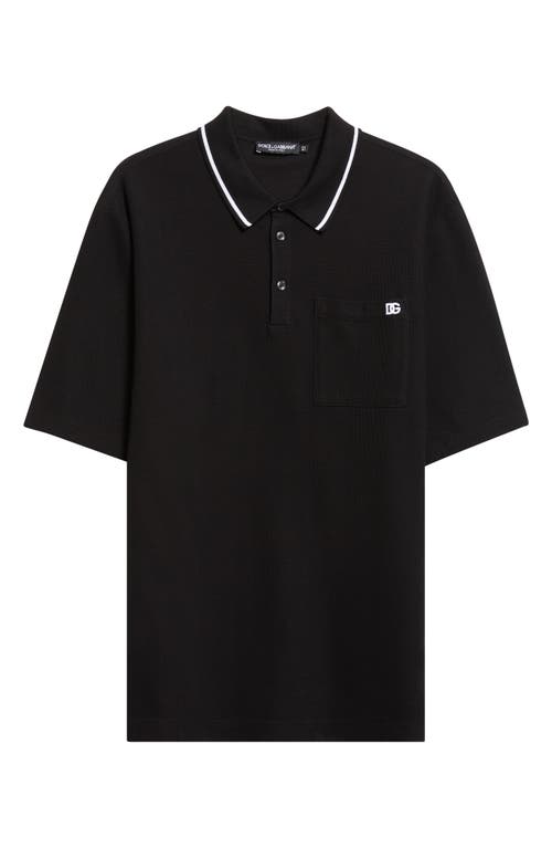 Dolce & Gabbana Polo Shirt In Piqué De Coton In Black