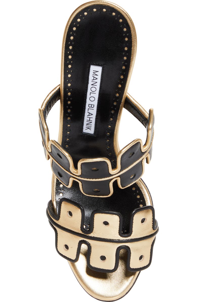 Manolo Blahnik Aplinanu Sandal, Alternate, color, Gold7103/Blck0015