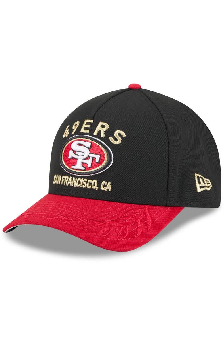 New Era Men's New Era Black/Scarlet San Francisco 49ers 2025 NFL Draft 9FORTY A-Frame M-Crown Adjustable Hat, Main, color, 