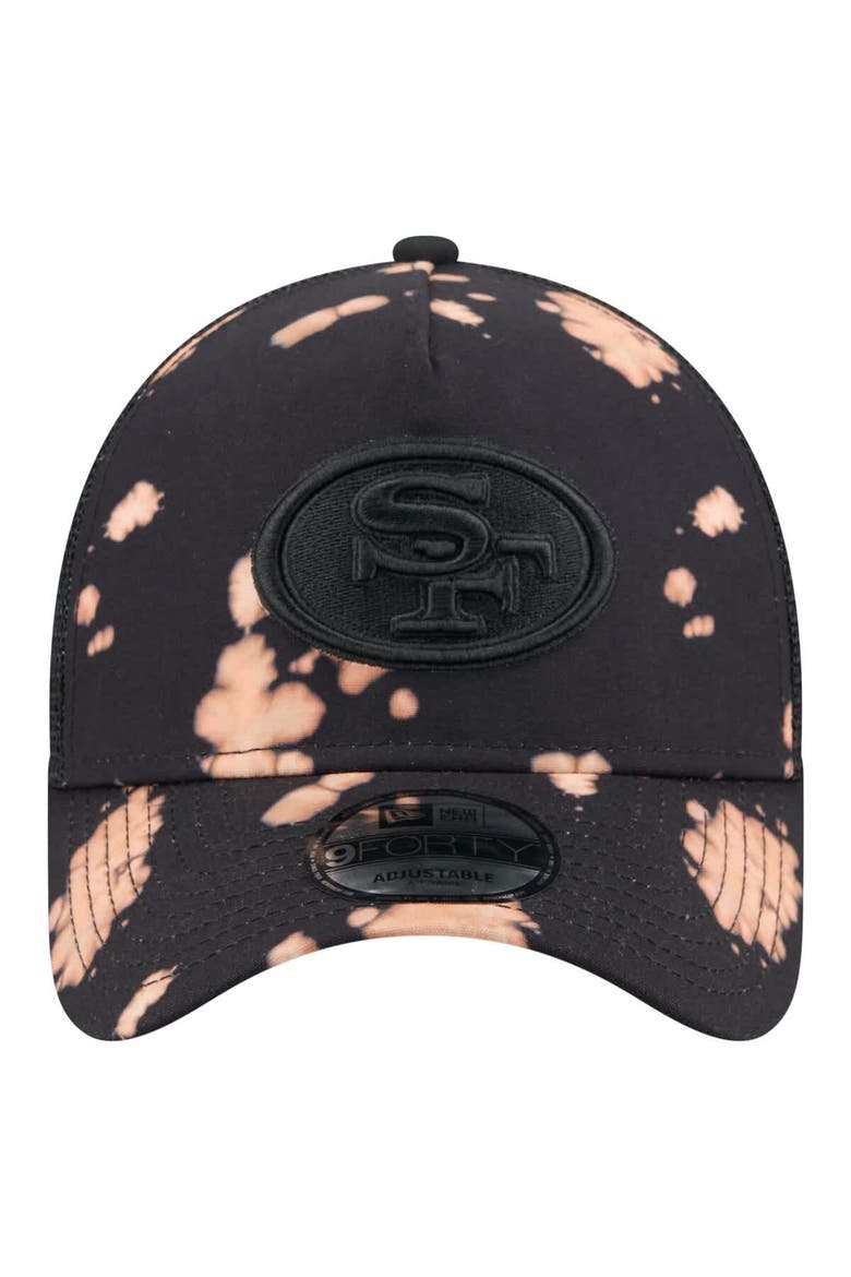 Men's New Era Black San Francisco 49ers Bleached 9FORTY A-Frame Adjustable Hat, Alternate, color, Black