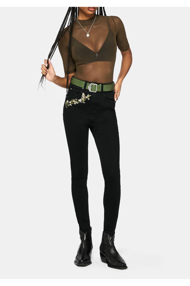 Abundance Embroidered Denim Skinny Jean, Alternate, color, Black