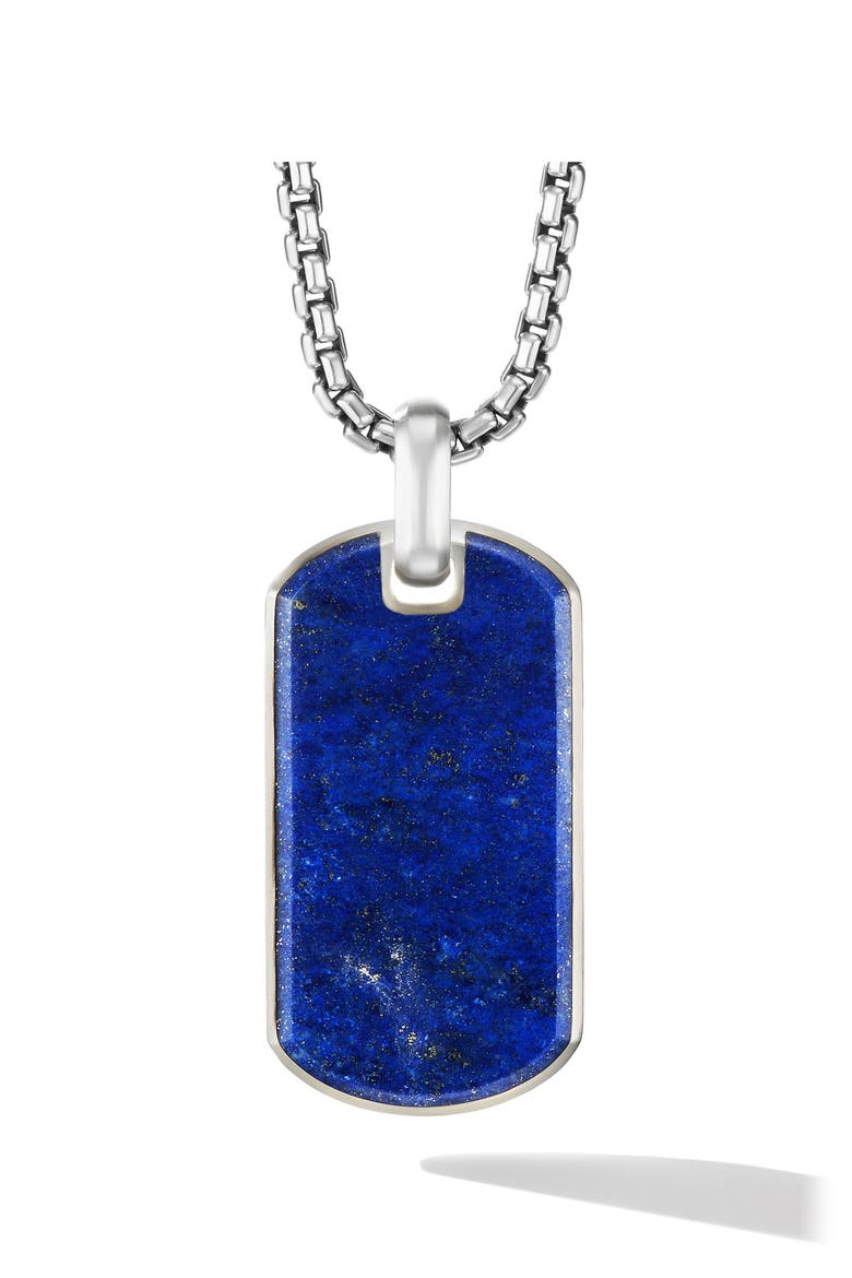 Streamline® Tag with Lapis, Main, color, SILVER