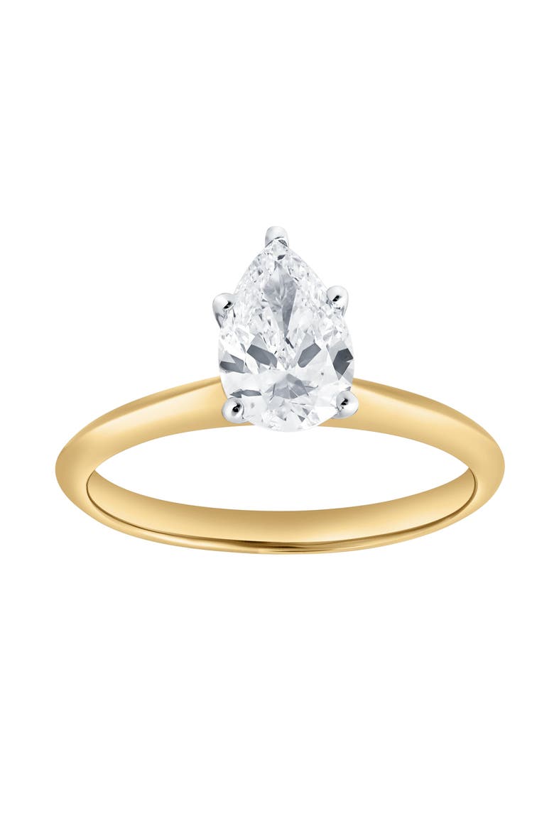 Jana 14K Yellow Gold Pear Lab Grown Diamond Solitaire Engagement Ring - 1 Ct, Main, color, 14K Yellow Gold