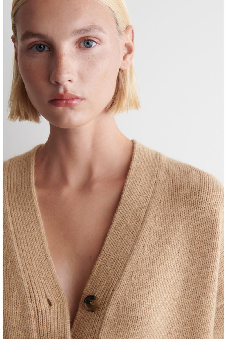 V-Neck Merino Wool & Recycled Cashmere Cardigan, Alternate, color, BEIGE MEDIUM DUSTY
