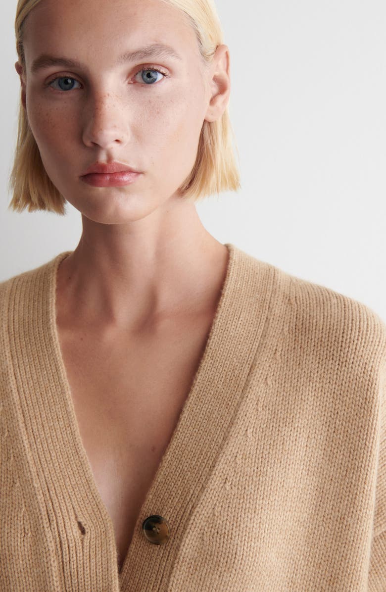 COS V-Neck Merino Wool & Recycled Cashmere Cardigan, Alternate, color, Beige Medium Dusty