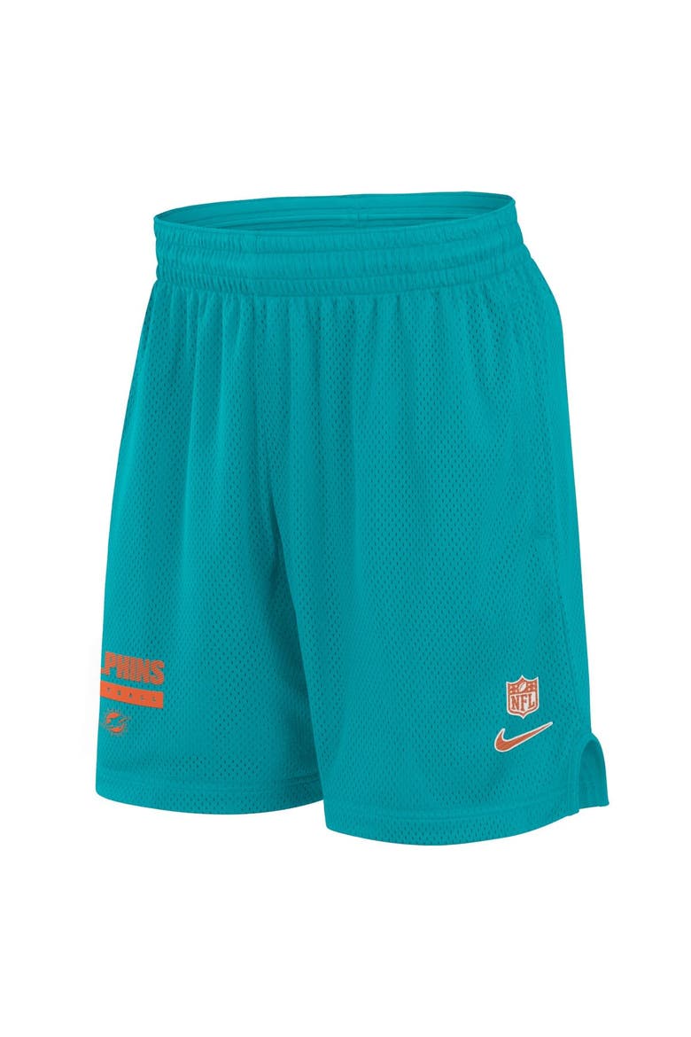 Men's Nike Aqua Miami Dolphins 2024 Sideline Performance Mesh Shorts, Alternate, color, Aqua