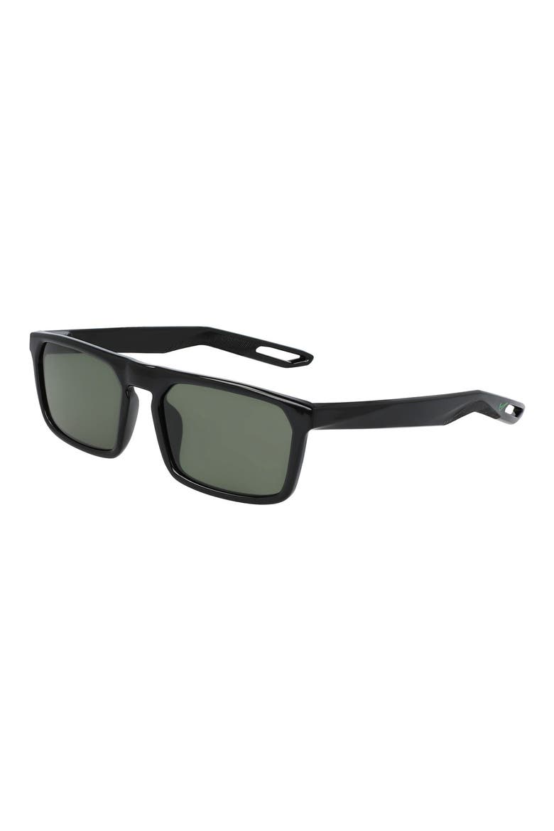 NV03 55mm Rectangular Sunglasses, Alternate, color, BLACK/ GREEN
