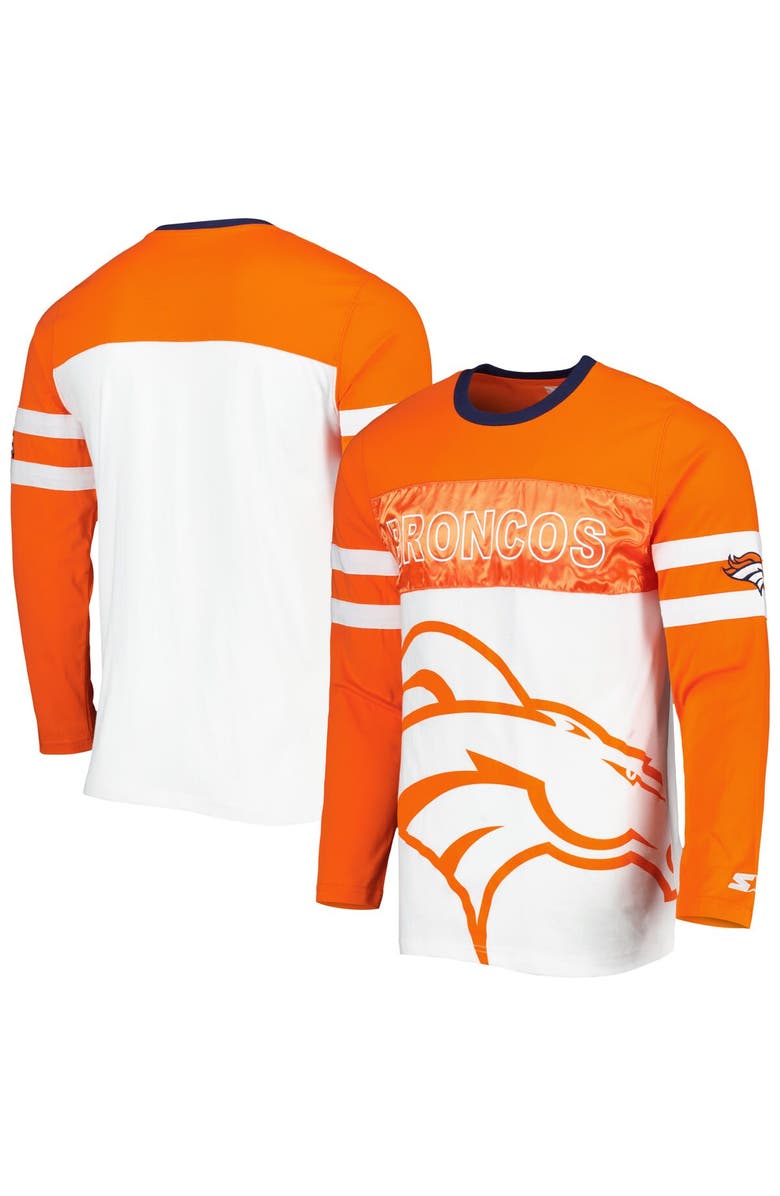 STARTER Men's Starter Orange/White Denver Broncos Halftime Long Sleeve T-Shirt, Main, color,
