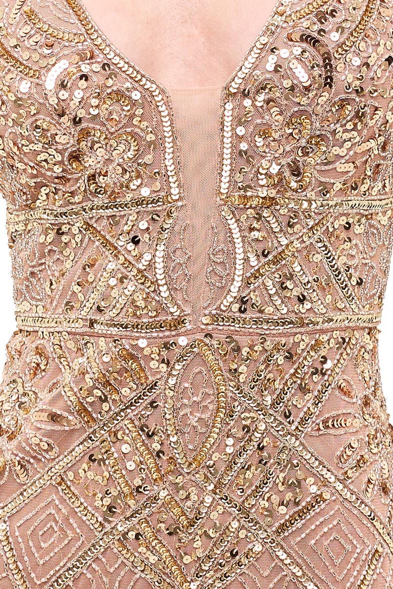 Embellished Sequins Abstract Dress, Alternate, color, TAUPE BLUSH