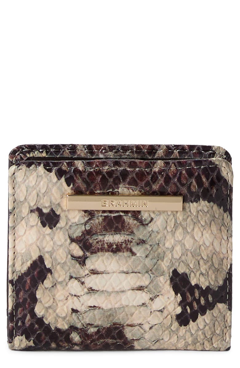 Brahmin Jane Snakeskin Embossed Leather Bifold Wallet, Main, color, Feline