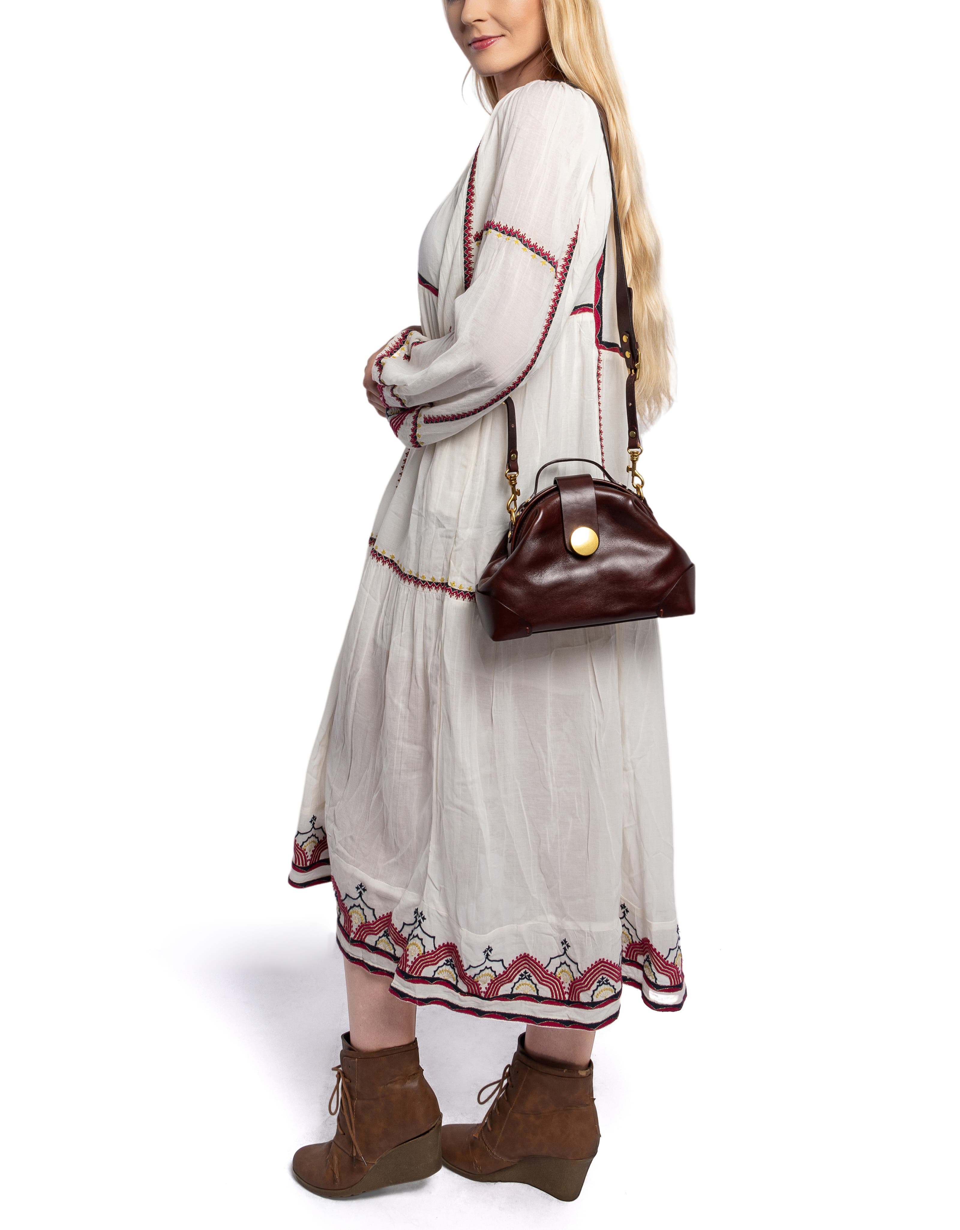 Romani Genuine Leather Compact Doctor Crossbody Bag, Alternate, color, Brown