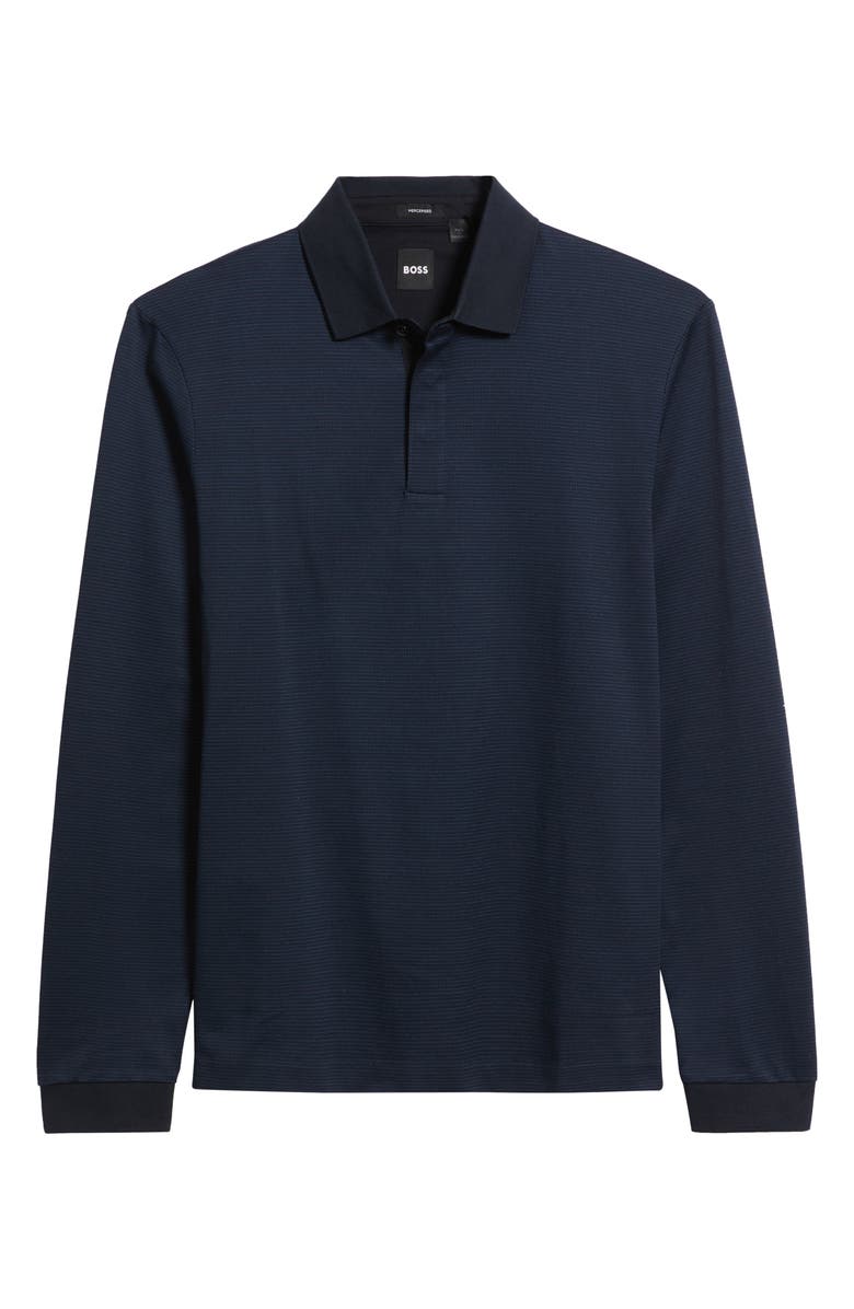 BOSS Pado Long Sleeve Cotton Polo, Alternate, color, Dark Blue