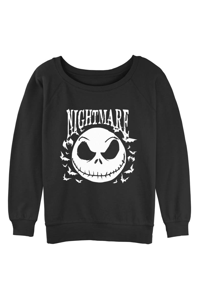 Juniors The Nightmare Before Christmas Jack Skellington Horror Bats Sweatshirt, Main, color, Black