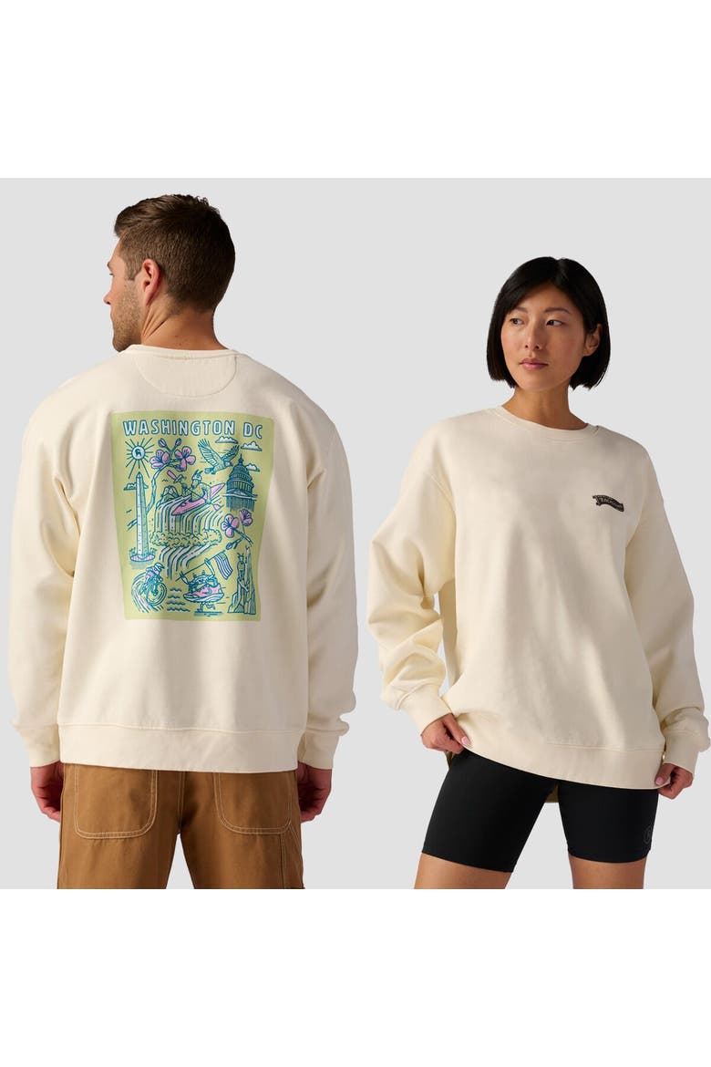 Washington Dc Poster Crew Sweatshirt, Main, color, Vintage White