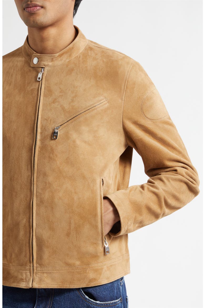 Suede Zip Jacket, Alternate, color, CAMMELLO SCURO