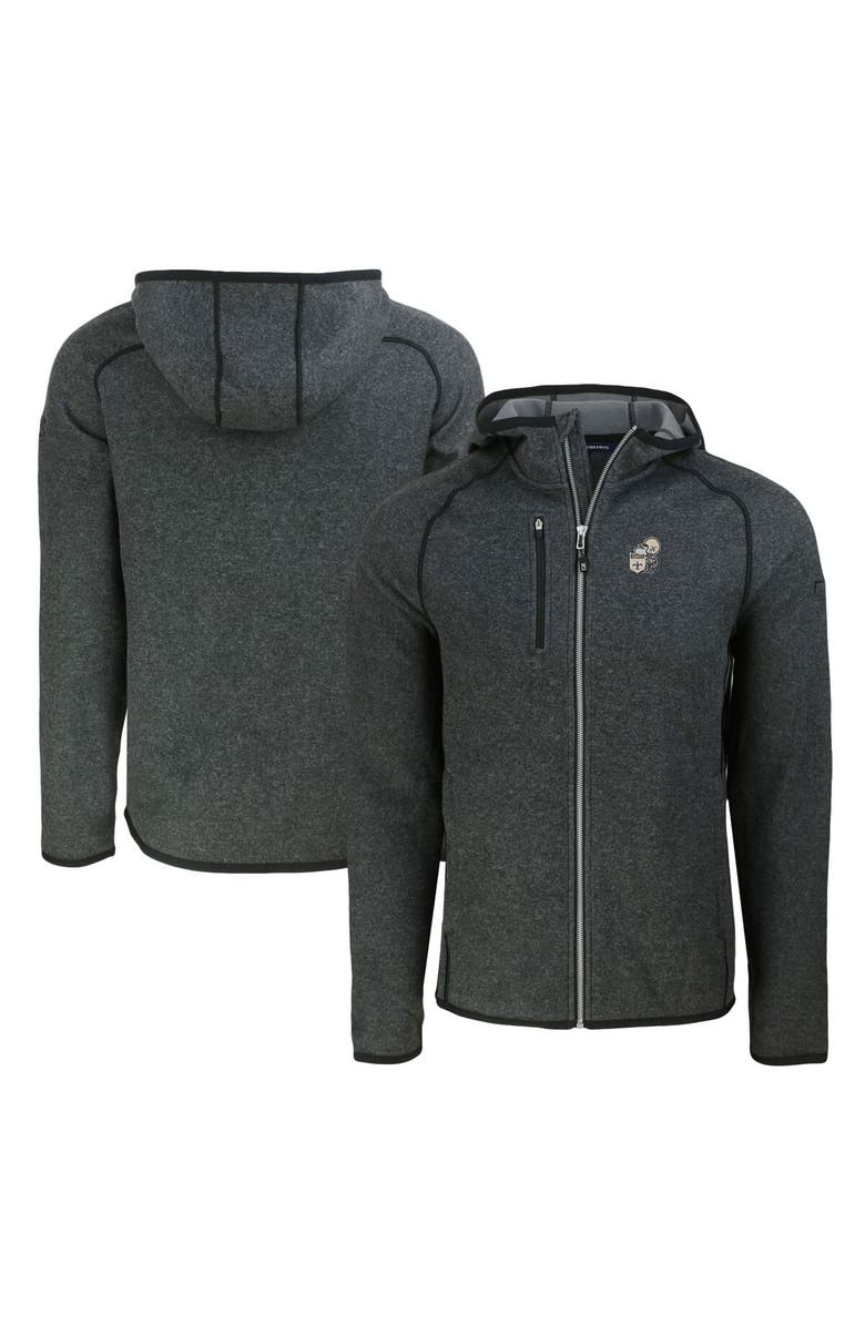 Cutter & Buck Men's Cutter & Buck  Heather Charcoal New Orleans Saints Throwback Mainsail Sweater-Knit Full-Zip Hoodie, Main, color, 