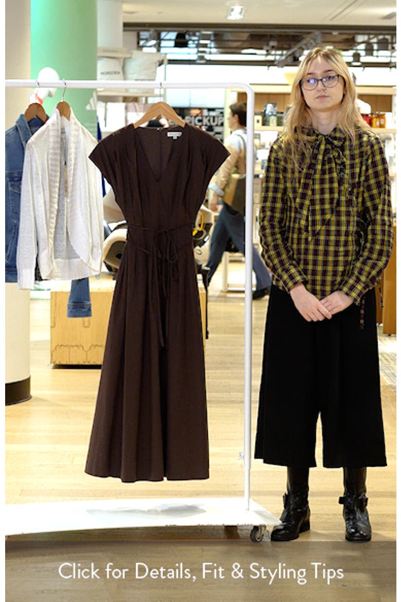 Pleated V-Neck Midi Dress video