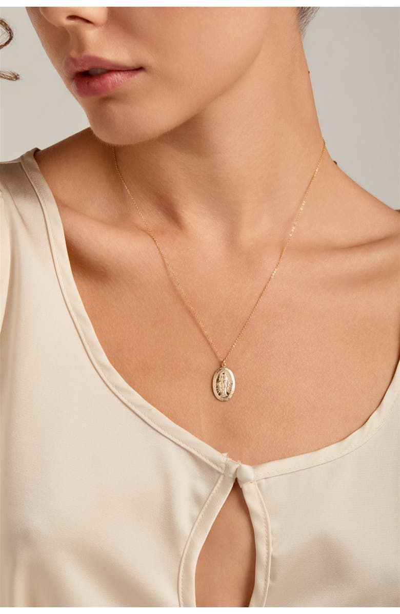 Set & Stones Virgin Mary Necklace, Alternate, color, Gold