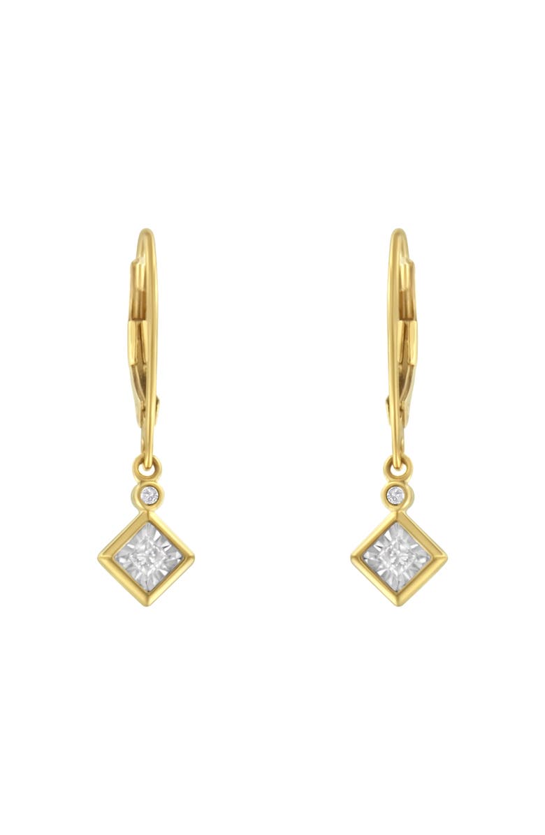 Haus of Brilliance 2 Micron 14K Yellow Gold Plating Diamond Dangle Earrings, Alternate, color, Yellow
