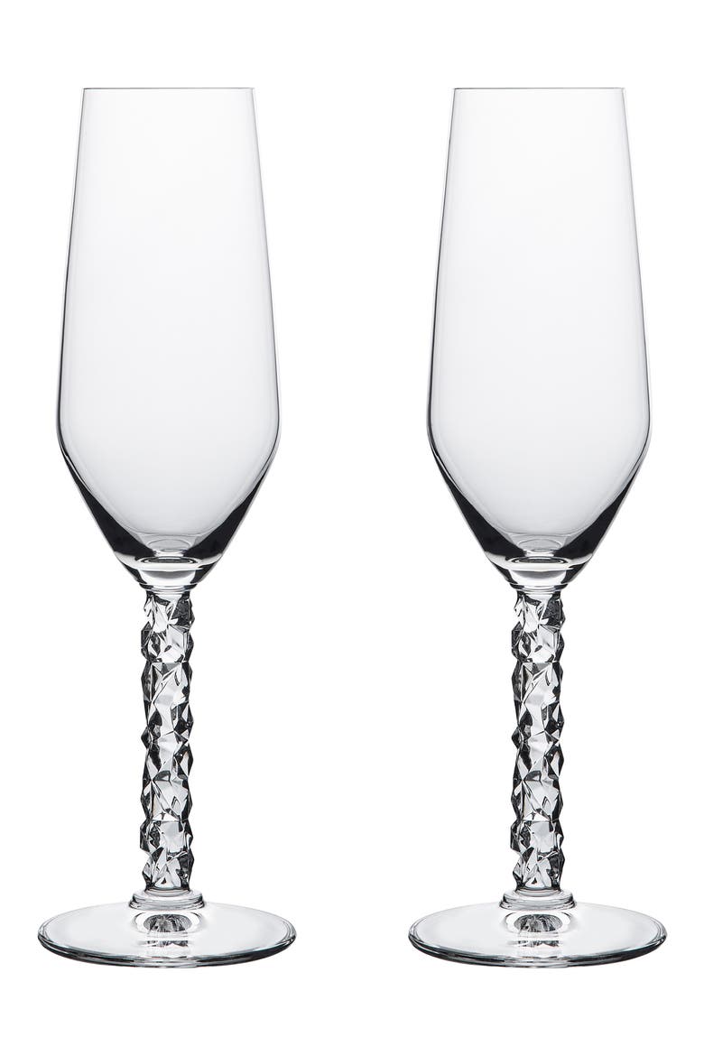 Carat Set of 2 Champagne Flutes, Main, color, CLEAR