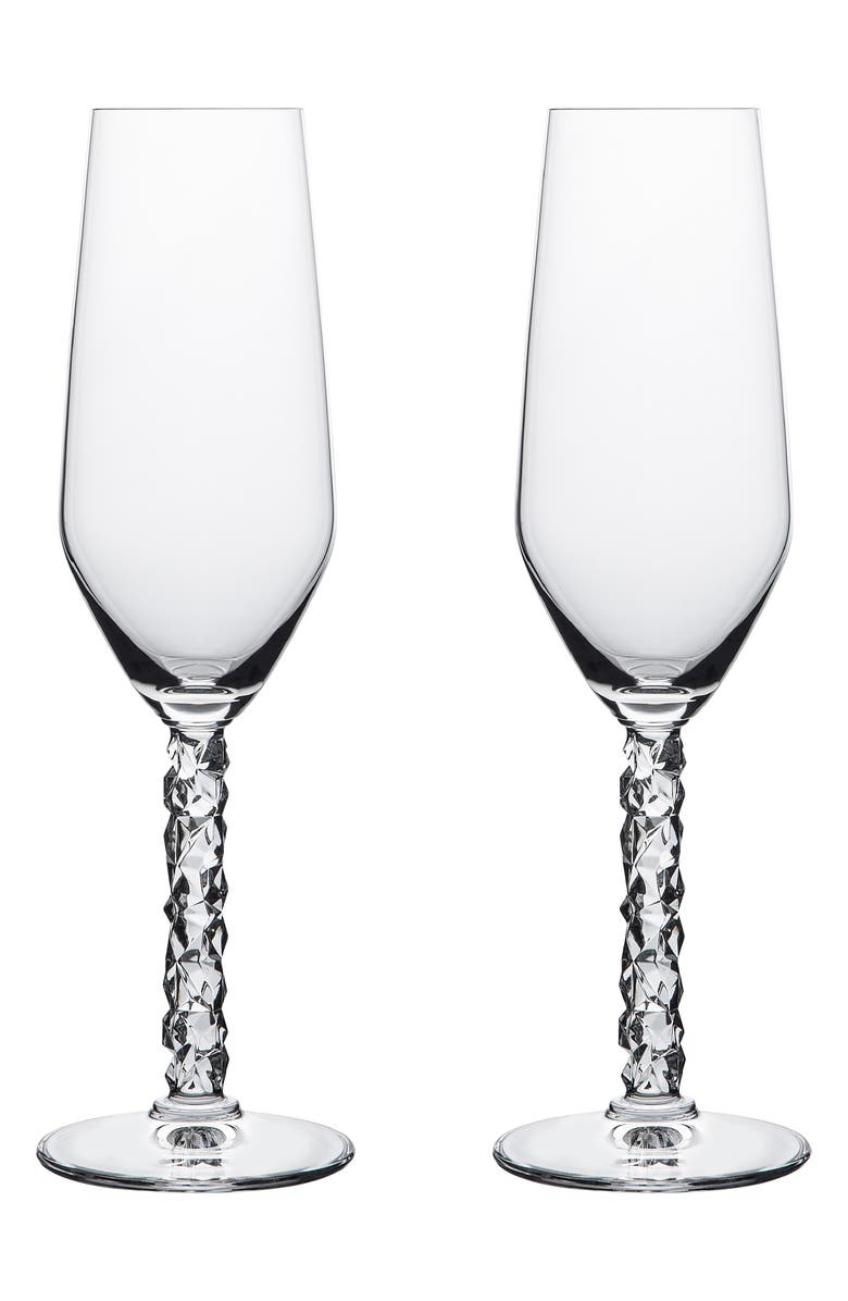 Orrefors Carat Set of 2 Champagne Flutes, Main, color, Clear