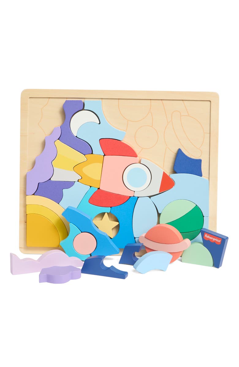 FISHER PRICE Wooden Space Blocks Puzzle, Alternate, color, Space