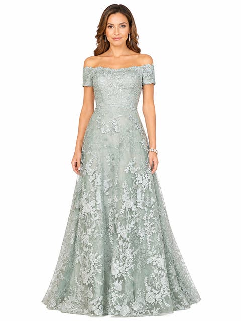 Off Shoulder A-Line Gown